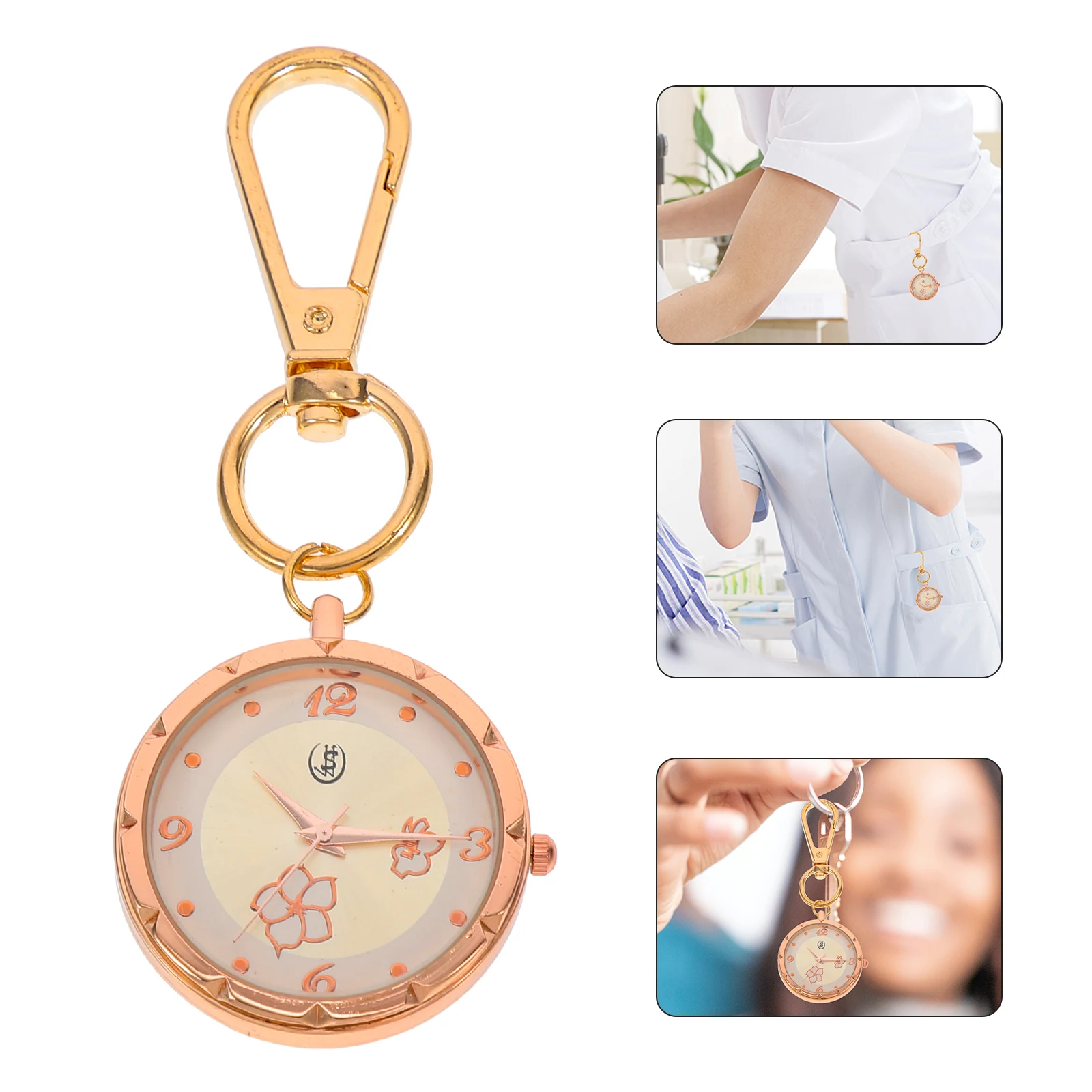 

Alloy Pocket Nurse Watches For Women Clip For Nurses Key Buckle Chest Watch Lightweight Durable Nurse Gift Fob Watch