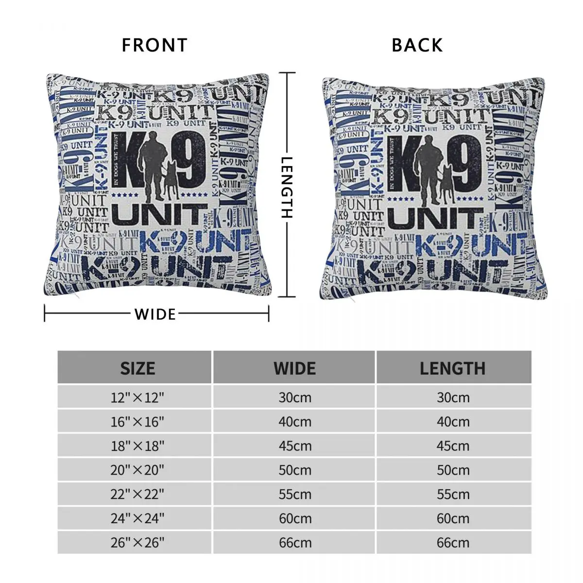 K-9 Unit Police Dog Unit Square Pillowcase Pillow Cover Cushion Decor Comfort Throw Pillow for Home Living Room