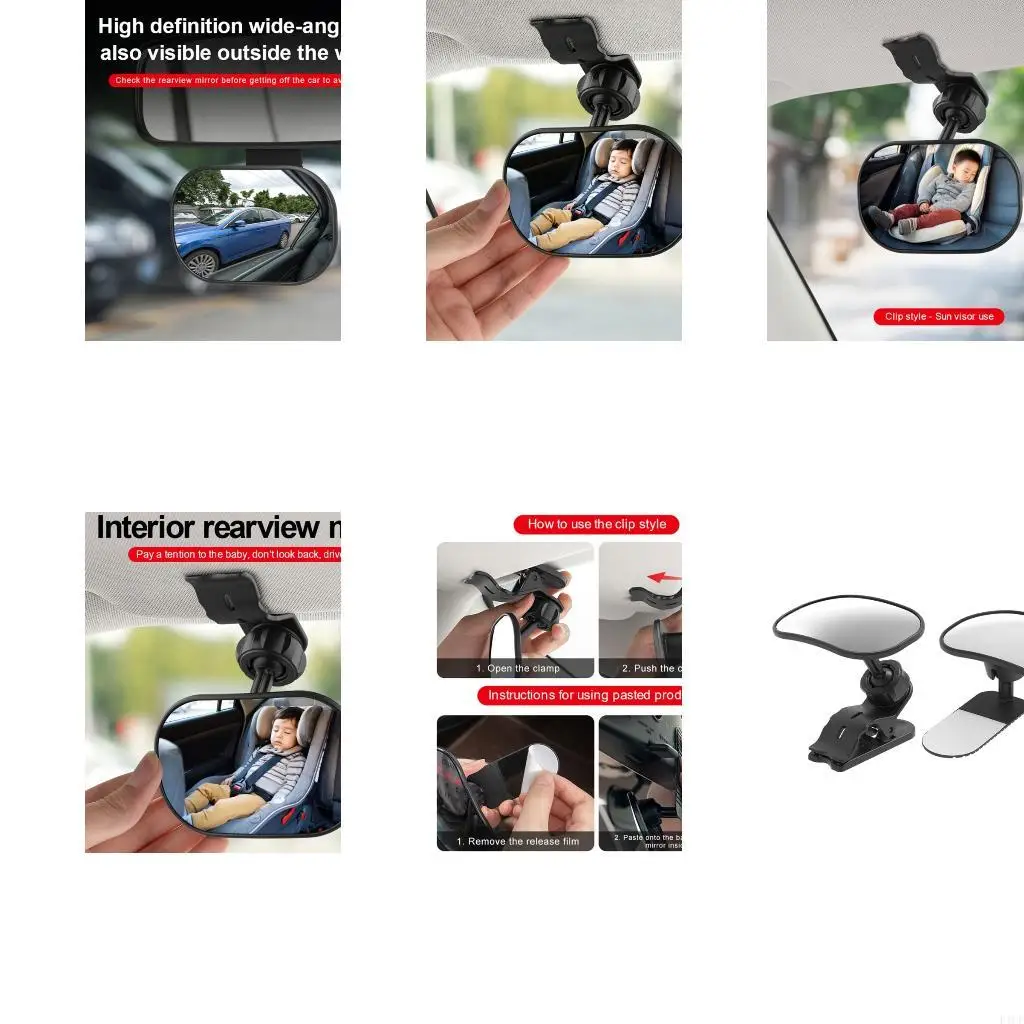 F1CF Baby Car Mirror for Rear-Seat Monitoring, Wide View Adjustable Mirror for Parents and Caregivers on Daily Drives