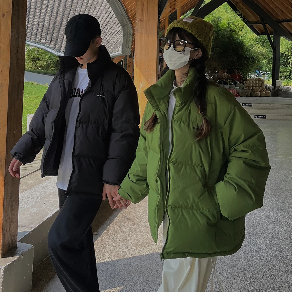 

Men's down Cotton Jaet y Thiened Winter Puffer Bread Sle Outerwear Casual Cleanfit Zipper Pure Color Winter Coat