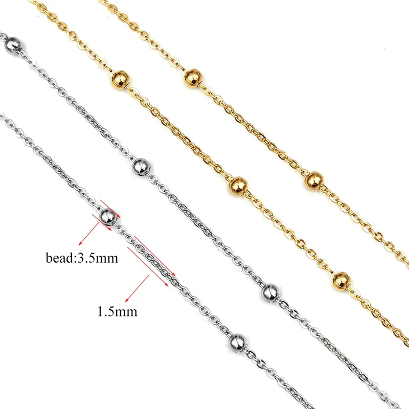 Großhandel 1M 2M 5M Edelstahl Goldfarben Perlenkette Gliederkette DIY Fußkettchen Halsketten Armband Zubehör – Detail 5