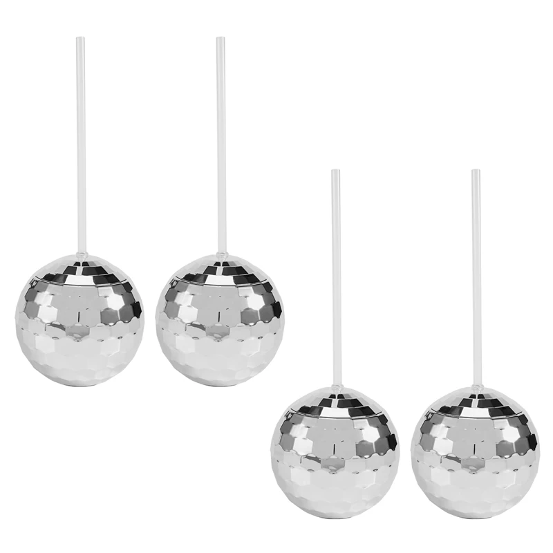 Set Of 4 Disco Ball Cup Glitter Flash Ball Cocktail Cup Tea Bottle Party Supplies Unique For Party Drinking Beverage