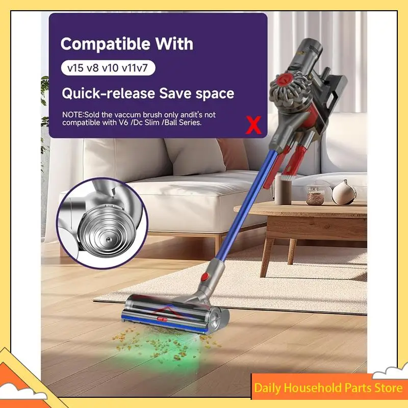 【تخفيضات كبيرة】فرشاة أرضية وسجاد ذات شعيرات ناعمة سريعة التحرير لـ Dyson V15 V11 V10 V8، رأس فرشاة المكنسة الكهربائية V7