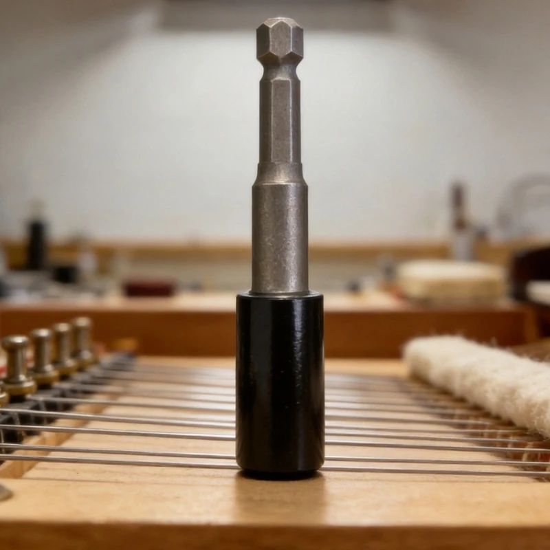 Piano Pin Adjustment Socket Bit Octagonal Deep Socket with Six-Sided Drive End, Metal Tool Head for Piano Repair and 69HD