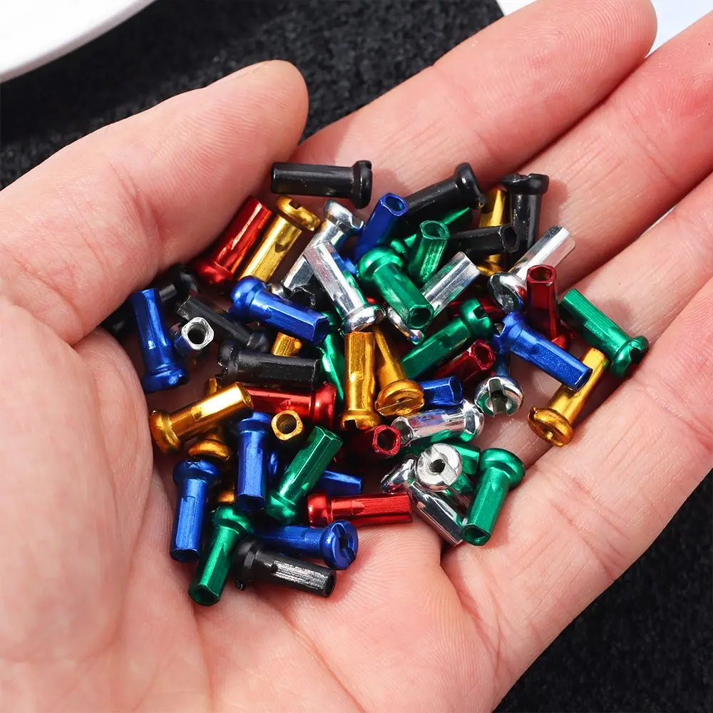 10Pcs Bicycle Multicolor Alloy Anodized Wheel Spoke Nipples Mountain Bike 14mm Metal Spokes Nipples For Cycling Accessories