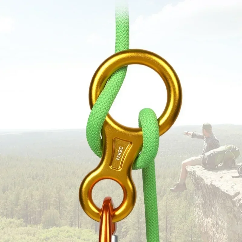 1 قطعة حلقة تسلق الصخور 8 شكل تزوير السليل الألومنيوم الشكل بيلاي جهاز Abseiling 35kN ثمانية حلقة الإنحدار المعدات #3