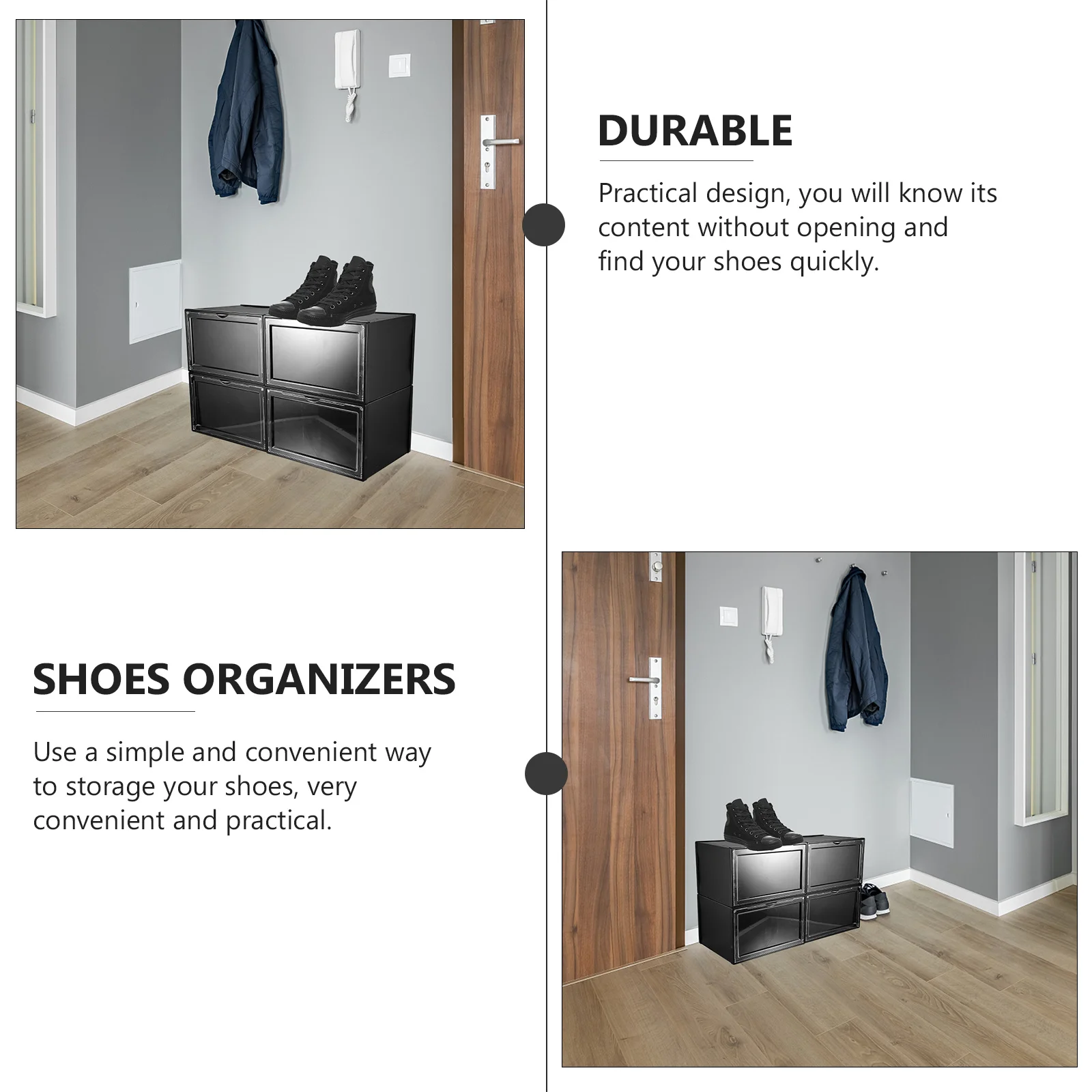 

4pcs Side Opening Home Shoe Storage Container Magnetic Design Shoes Storage Home Organizing Container Basketball Shoe Holder