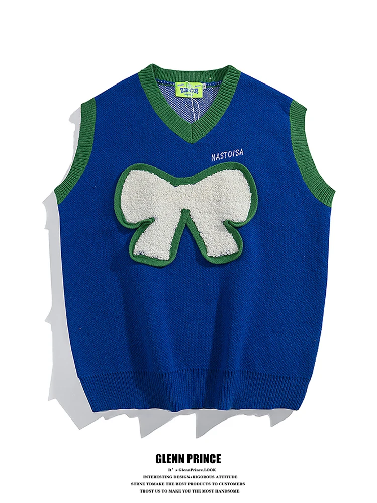 

GPstudio Japanese Sle Velvet Knot Knitted Vest Men's Autumn Winter Outerwear oulder Pad Svel Layering Kni...