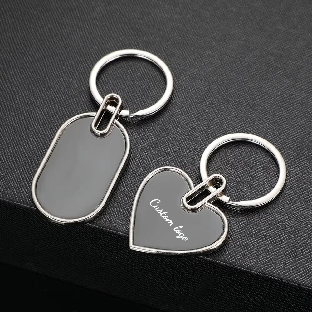 Customized Logo Metal Stainless Steel Car Keychain Laser Engrave Advertising Gift Key Chain Personalize Name Number Keyring