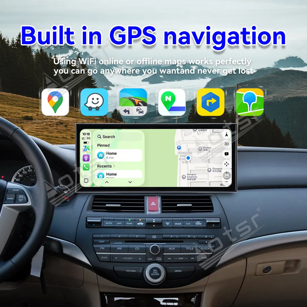 

15,8-дюймовый Android 15 Carplay для Honda 8th Accord/Crosstour 2008-2013, GPS-навигация, автомобильное радио, HD сенсорный экран, мультимедиа