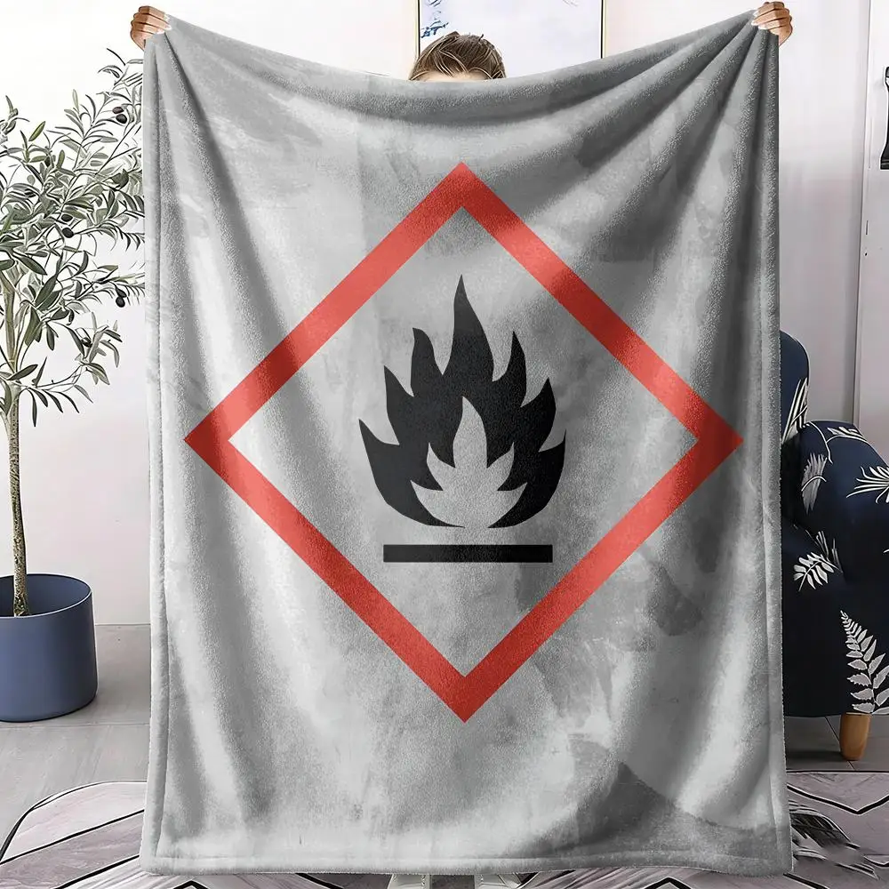 Caution Flammable Sign Throw Soft Flannel Throw Summer AC Blanket Lightweight Cool Nap Blanket for Sofa Bed Couch Travel