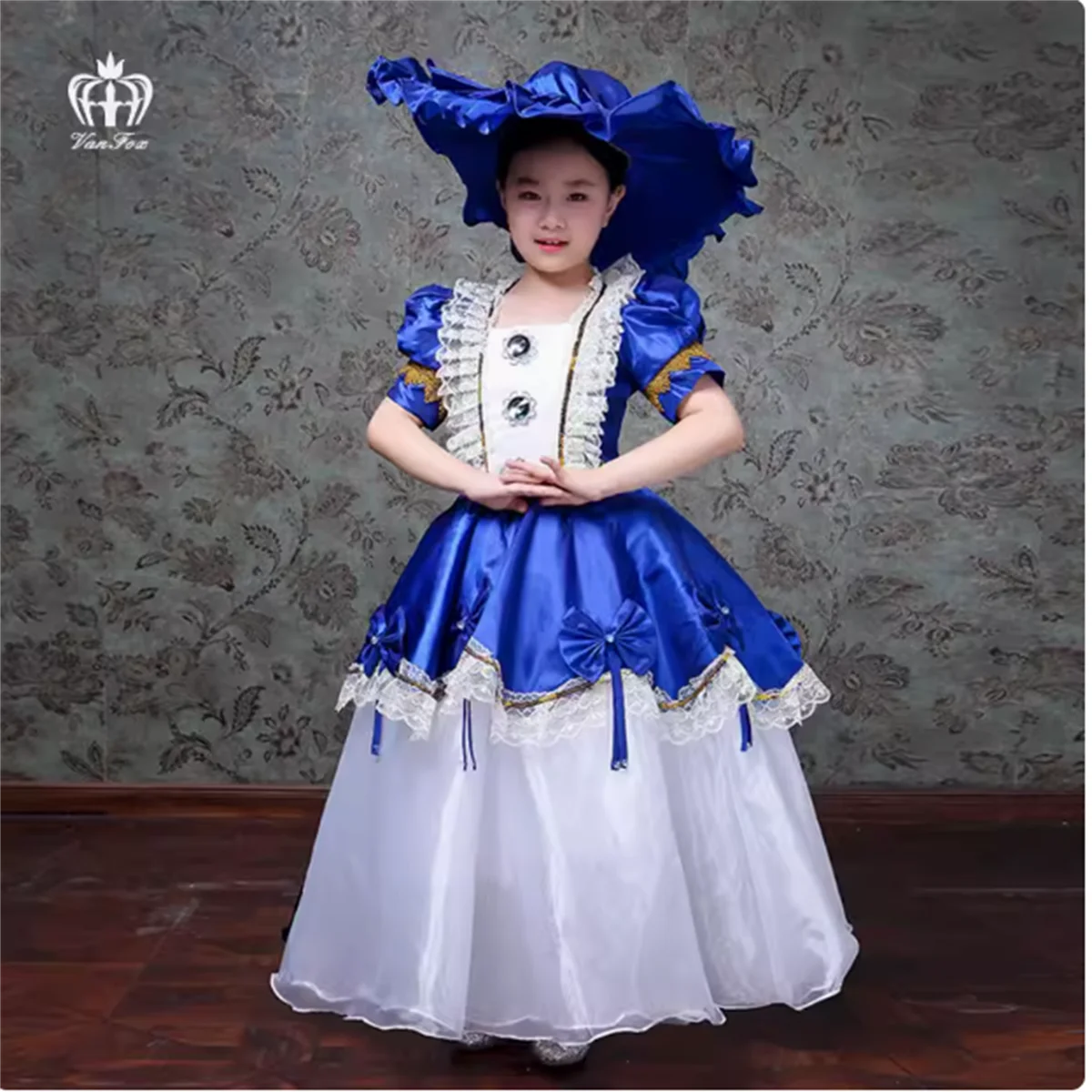 

Fanhu Children's New Retro European Palace Performance Dress, Parent Child Costume, Group Party Show