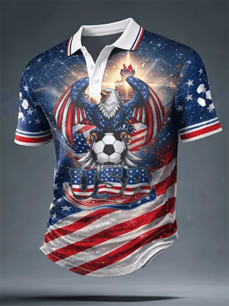 Herren Damen USA 250 Freiheitsstatue Print Paar-Poloshirt Amerikanische Flagge Patriotische Freizeit-Sportbekleidung für den Unabhängigkeitstag Polo – Detail 9