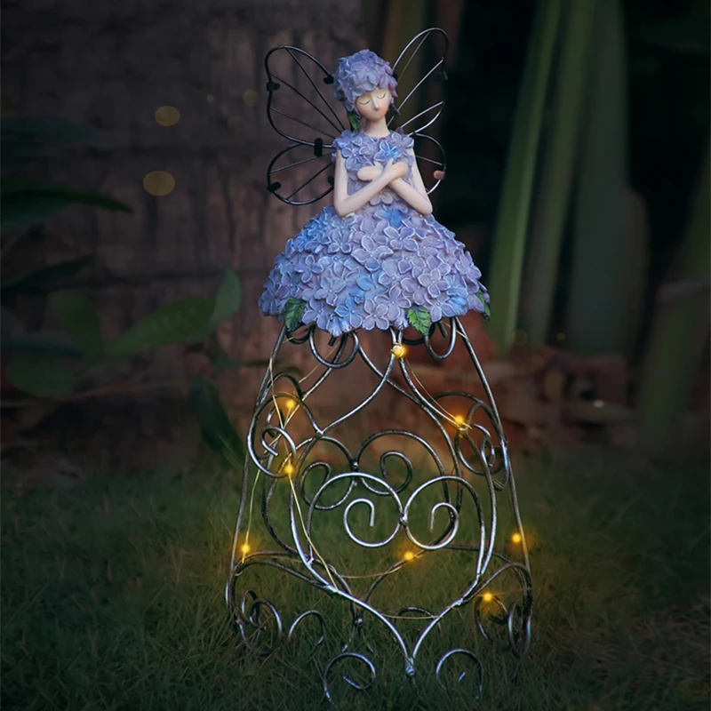 Fairy Garden Iron Plant Climbing Stand Outdoor Solar Light Stake Romantic Balcony Flower Holder Vine Support for Potted Plants