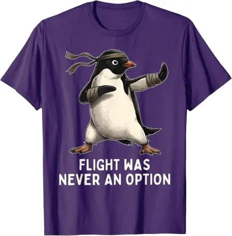 Fliegen war nie eine Option Pinguin Taekwondo Kampfsport T-Shirt Y2k Jiu Jitsu, Kung Fu Grafik-Bekleidung Humor Weiches Baumwoll-T-Shirt – Detail 12