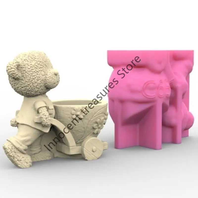

3XUA форма для сочных цветочных горшков, креативная силиконовая форма для медведя, формы для эпоксидной смолы, держатель для для
