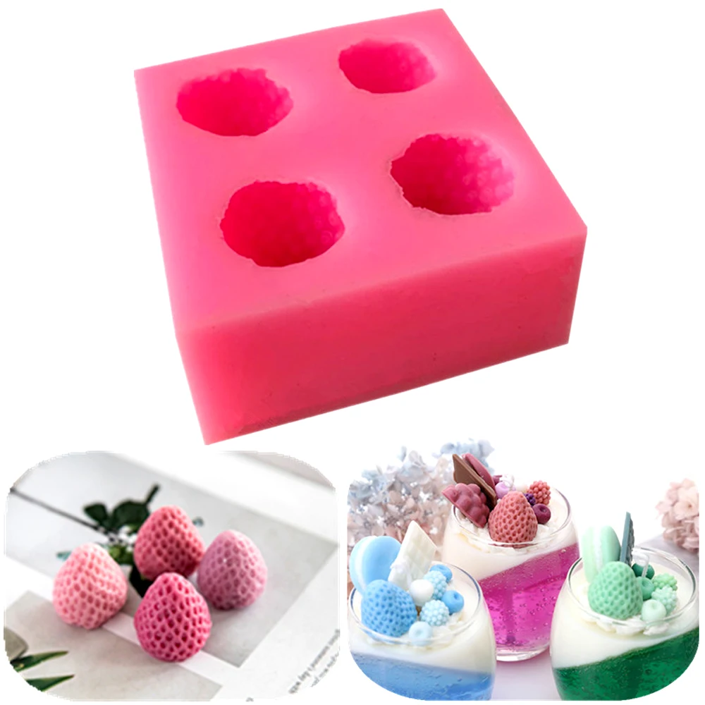 Creative Strawberry Candle Silicone Mold Chocolate Baking Mold DIY Handmade 3D Soap Epoxy Resin Cake Home Decor Holiday Gift