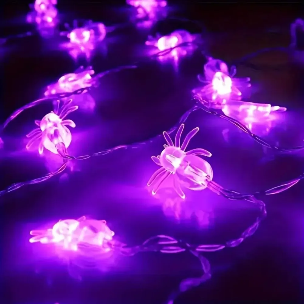 1PC 1.5M10LED/3M20LED Halloween spider battery box light string,without battery,suitable for autumn harvest,party decoration