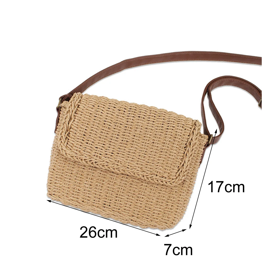 Elegante Summer Holiday Beach Crossbody Messenger Bag Raffia Straw Shoulder Bags Mão Tricô Bolsas Para As Mulheres