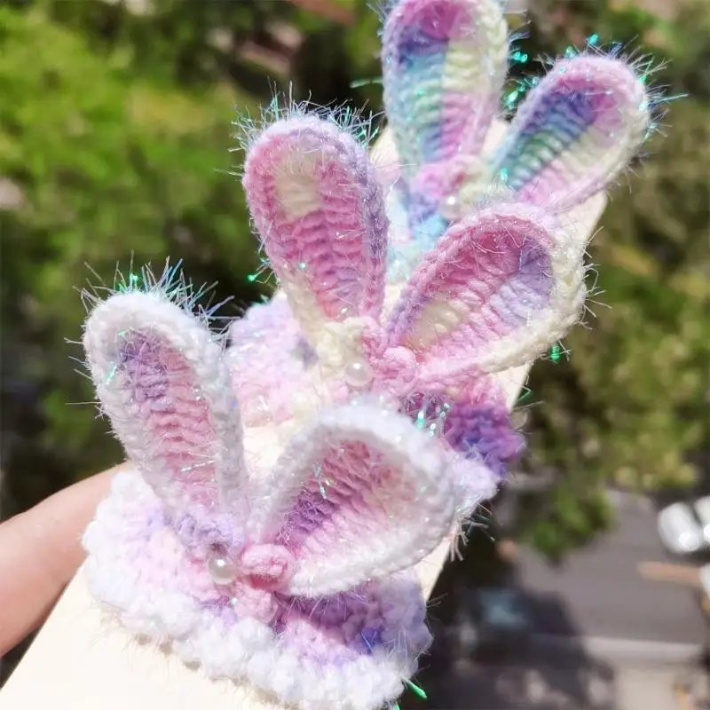 

L5YF Hair Clip for Girls Knitted Hair Pins Baby Hair Barrettes Rabbit Ears Shaped Hairpins Fashion Headwear Jewelry Gift