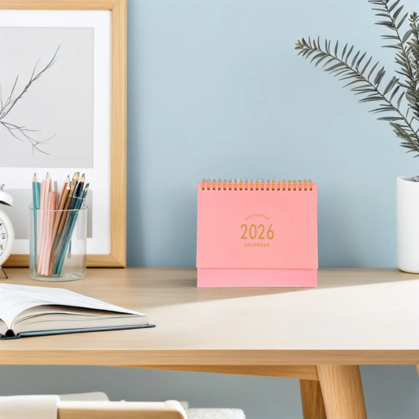 

2025-2026 Small Standing Desk Calendar Flip Desktop Calendar Thick Paper No Bleed Through Daily Planner for Office Worker
