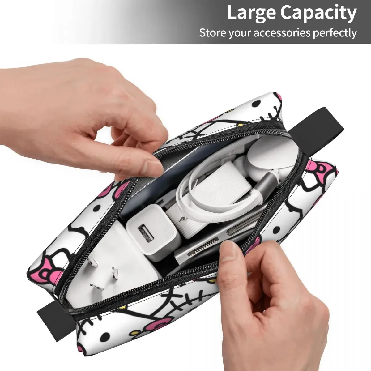 Hello Kitty Cartoon Pattern Makeup Bag Travel Cosmetic Bag for Men Women Toiletry Bag Storage Pouch Bag