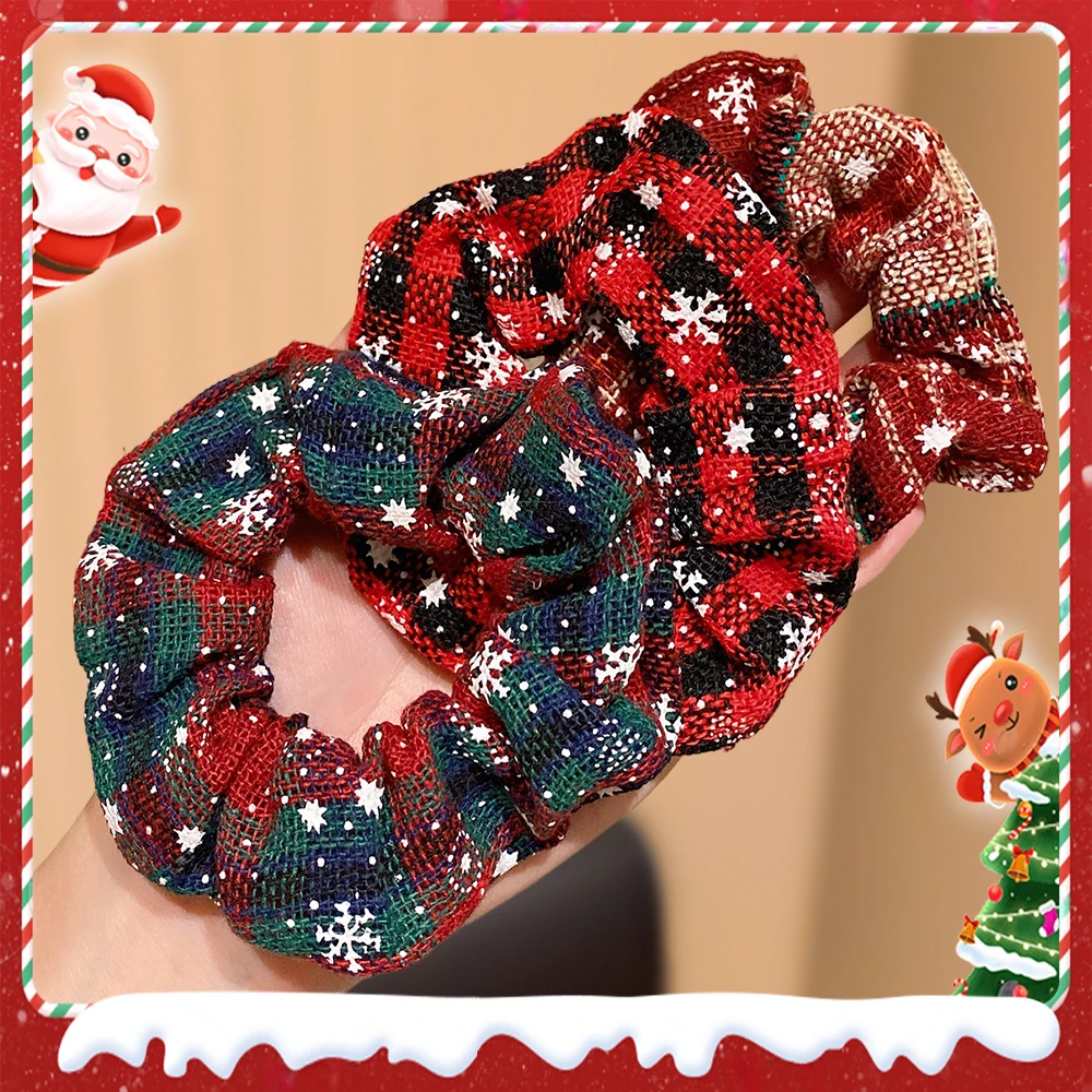 クリスマスをテーマにした冬の伸縮性のあるヘアバンド、雪の結晶の要素を備えた女性用ホリデーギフトヘアタイ、お団子やポニーテールのスタイリングに