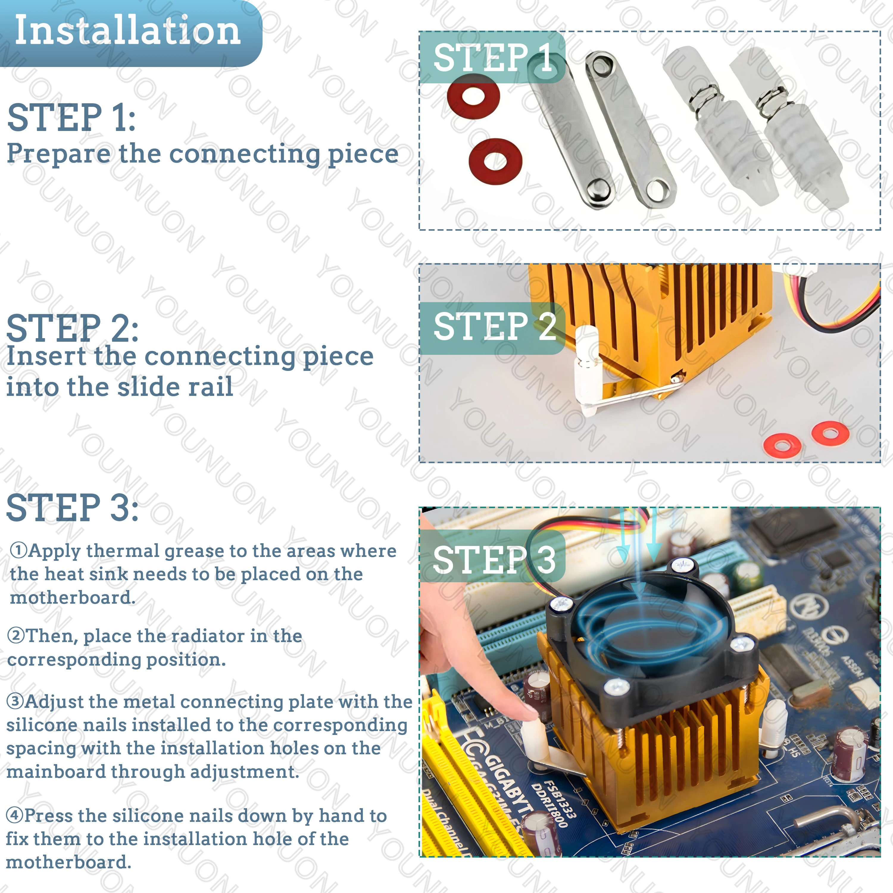 DIY Aluminiowy Radiator Northbridge Chłodzący Płyty Głównej z Wentylatorem 40mm 12V 40x40x10mm 40x40x20mm — zdjęcie produktu 2