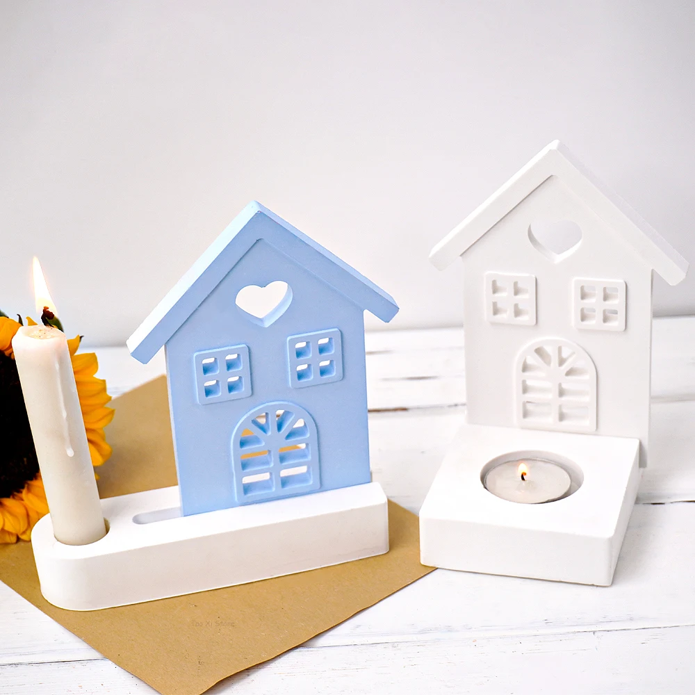 家の形をしたキャンドルホルダー,シリコンモールド,工芸品,石膏,コンクリート,家庭用装飾