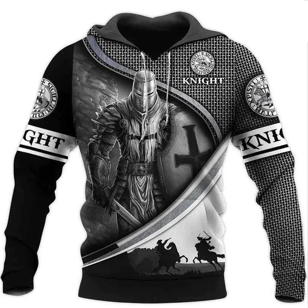 Knights Templar 3D-Druck Herren Laxity Hoodie Lässiger Oversize-Pullover Beliebter Streetwear-Mode-Sweatshirt Trendige Herrenbekleidung – Detail 19