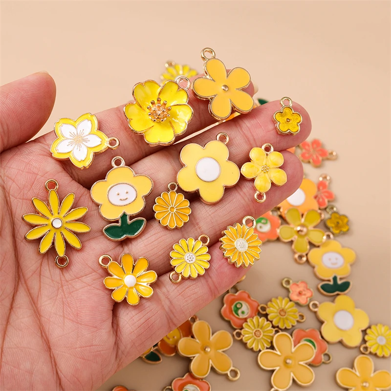 10/20 Stück Gemischte Zufällige Bunte Emaille-Blumen-Anhänger für Schmuckherstellung Ohrringe Halsketten Armbänder DIY Bastelbedarf – Detail 17