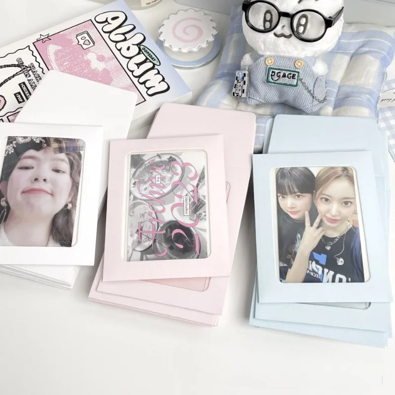 10pcs Korean Ins Cream Color Transparent Window Card Holder Kpop Star 3 Inch Photo Card DIY Storage Bag Kawaii Girl Card Sleeve