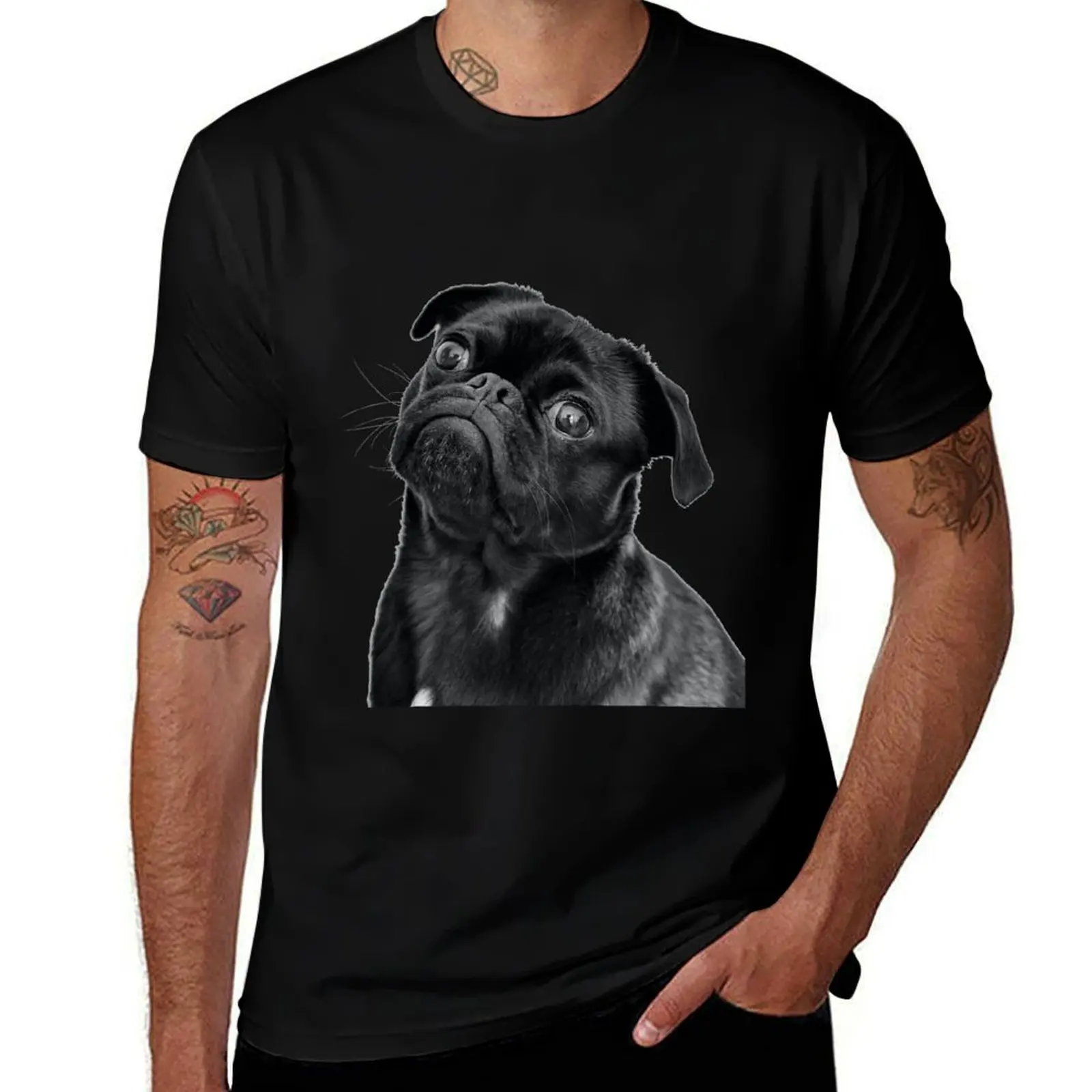

Футболка с собакой мопсом, мужская футболка из 100% хлопка, мужские футболки высокого качества, футболка люксового бренда