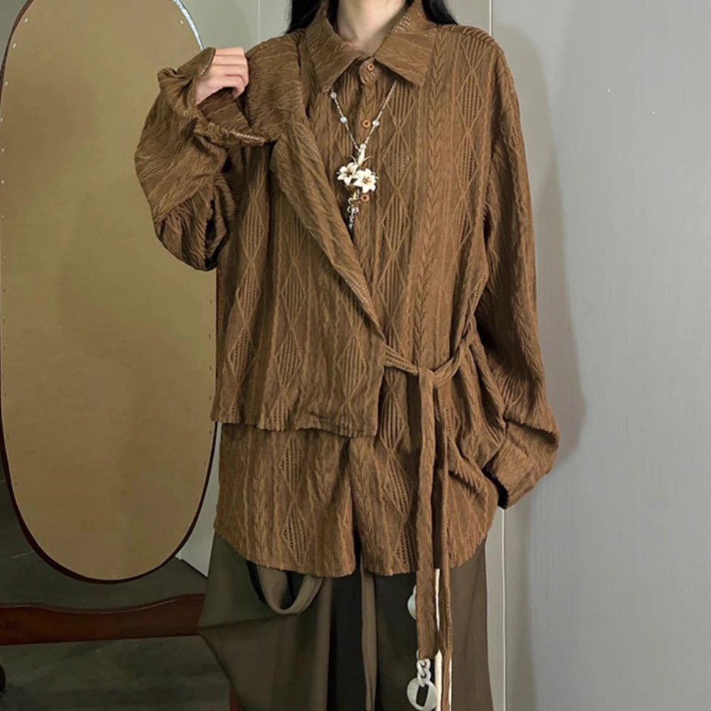 Mens Shirts Thin Straps Irregular Blouses Fall Streetwear Korean Fashion Casual Solid Color Long-Sleeve Tops Men'S Clothing 2024