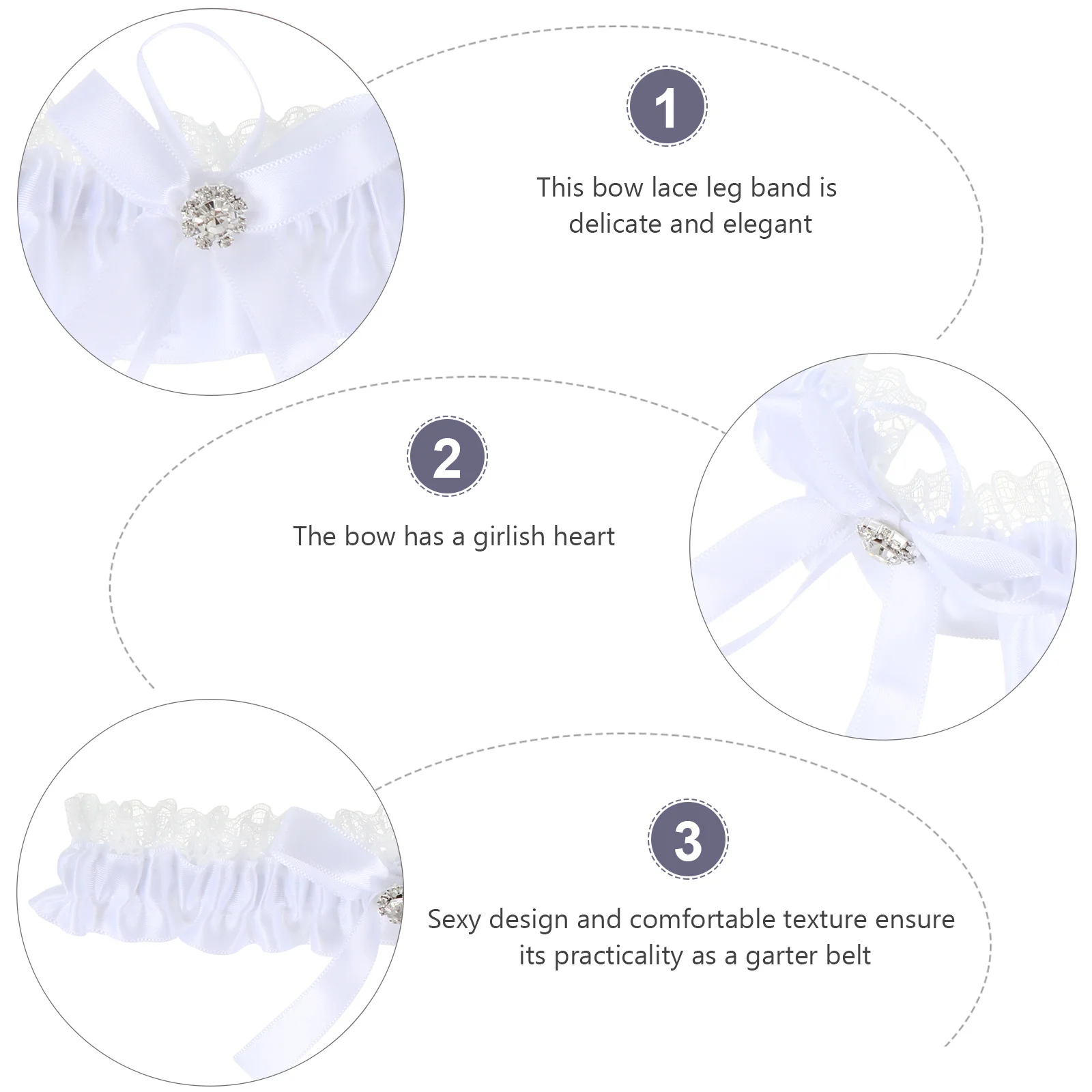 

1Pair Bridal Garter Delicate Lace Thigh Ring Comfortable Stretchy Wedding Day Leg Decoration for Women Girls Fashion Accessory