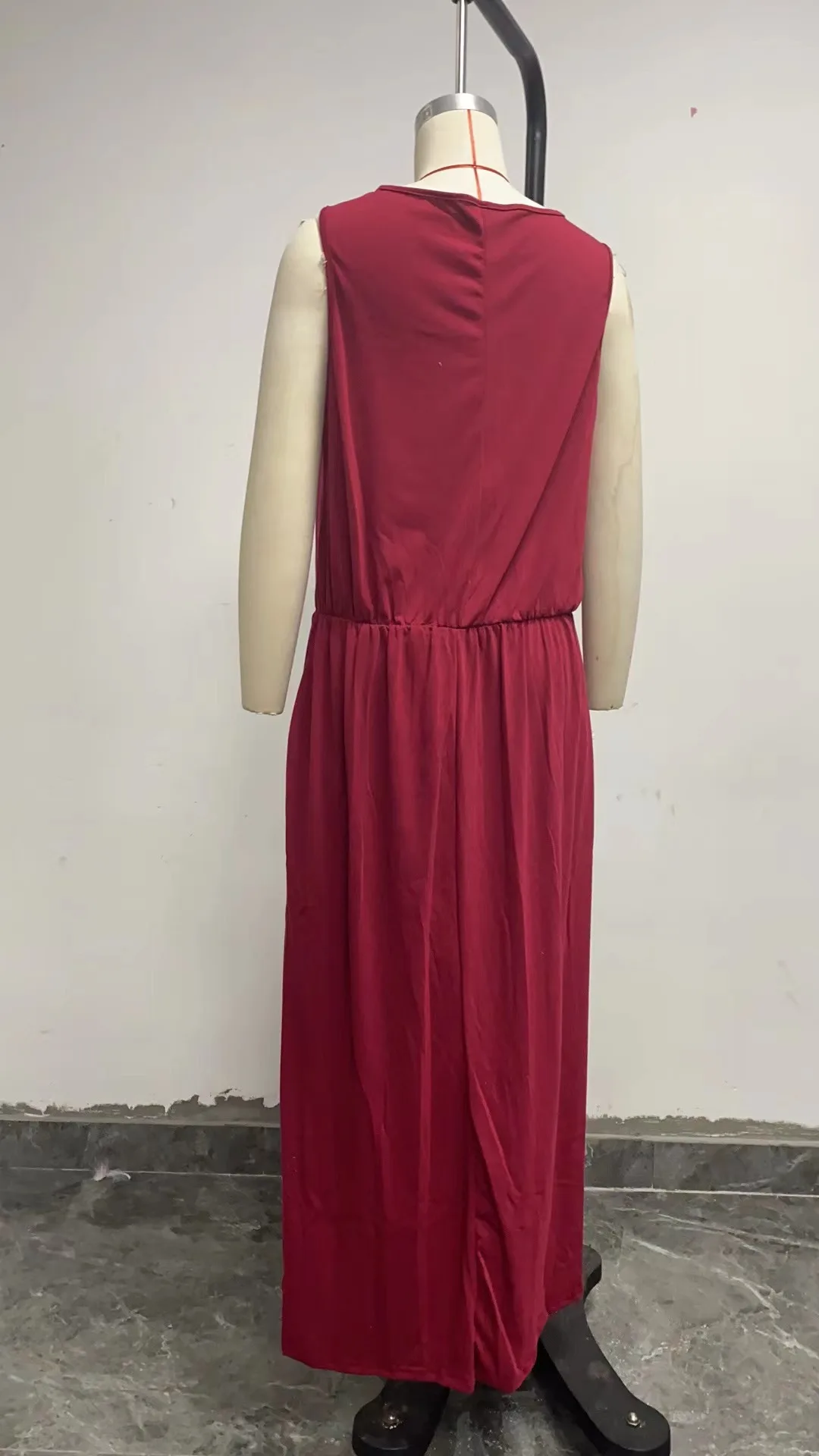 Abito estivo nuovo oversize moda casual con spacco solido abito da donna senza maniche ampio abito da donna girocollo abito da cocktail da ballo