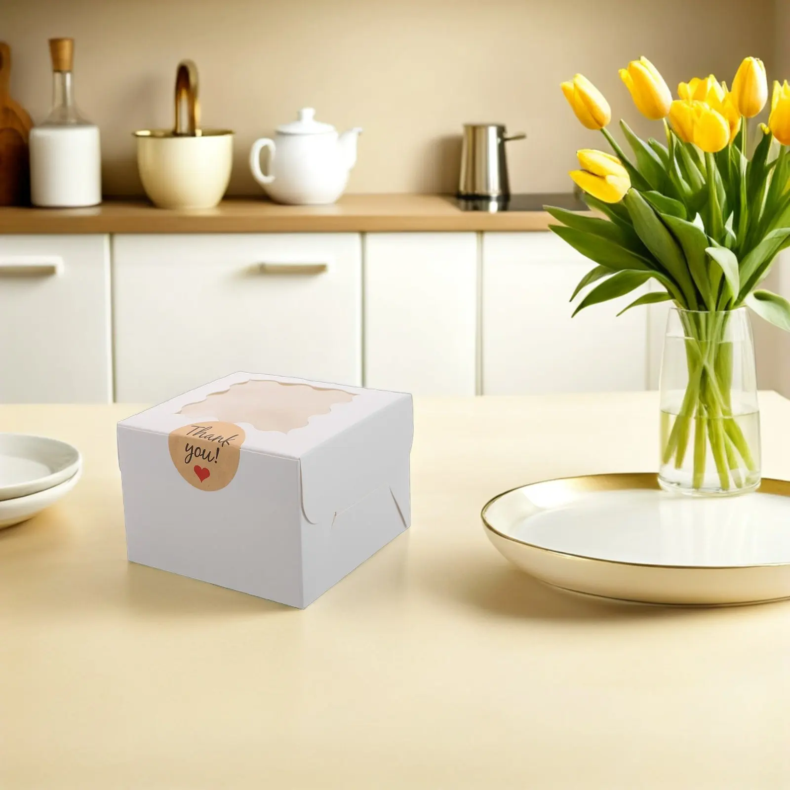 Cajas de panadería con ventana transparente, cajas de embalaje de cartón resistentes para postres, galletas, muffins, pasteles, regalos, 50 Uds.