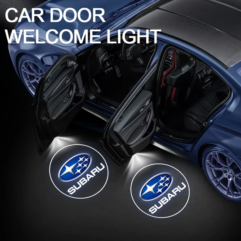 Car Door Welcome Lamp Laser Projector Ghost Shadow Night Lights For Subaru STI Forester Impreza Legacy Outback WRX Car Stickers