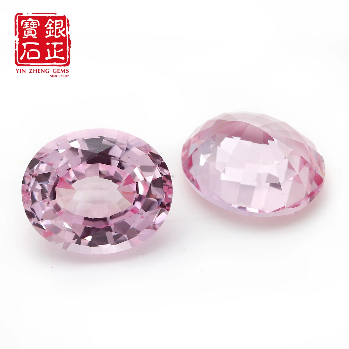 La forma ovalada de Color rosa Morgan fundido con llama YinZheng se puede proporcionar el certificado GRC o AGL, zafiro sintético para cultivar