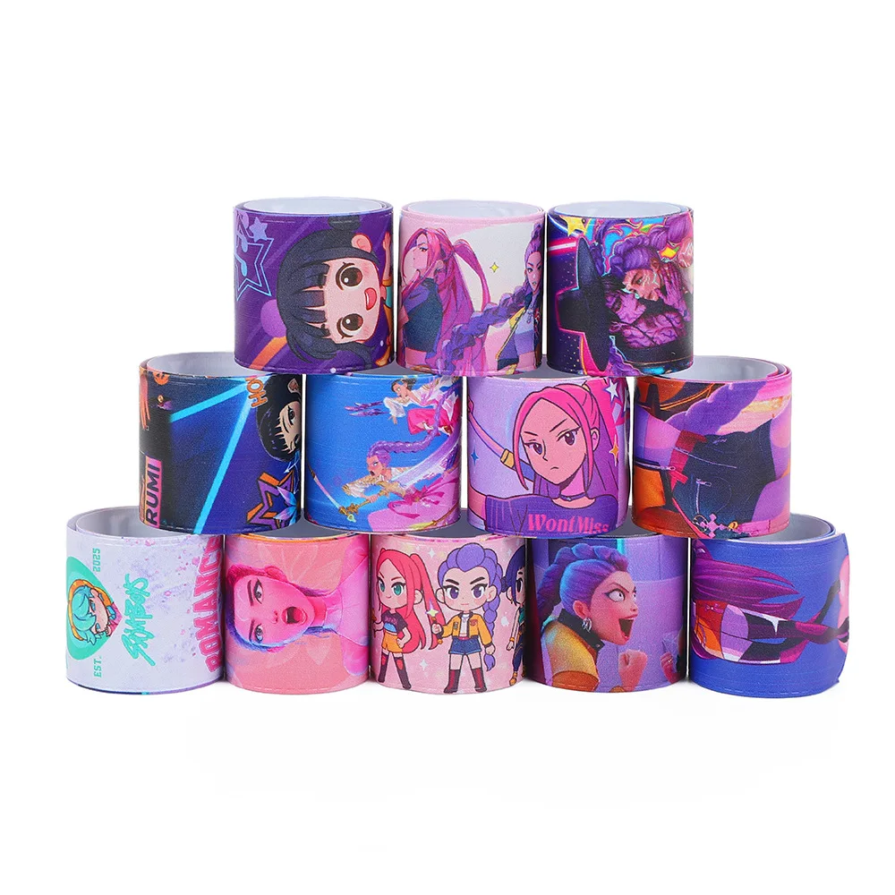 12/24/36 Uds Kpop Demon Hunters Slap pulseras favores de fiesta pulseras a presión regalos de fiesta de cumpleaños suministro de decoración regalos de navidad