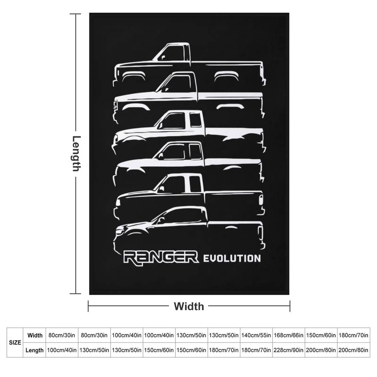 1983-2019 Ford Ranger Pickup Truck Evolution Classic Outline Throw Blanket Beautifuls funny gift Blankets