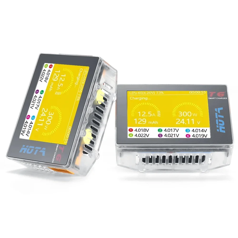 HOTA para T6 DC 300W PD 90W 15A 1-6S Cargador de batería LiPo de bolsillo