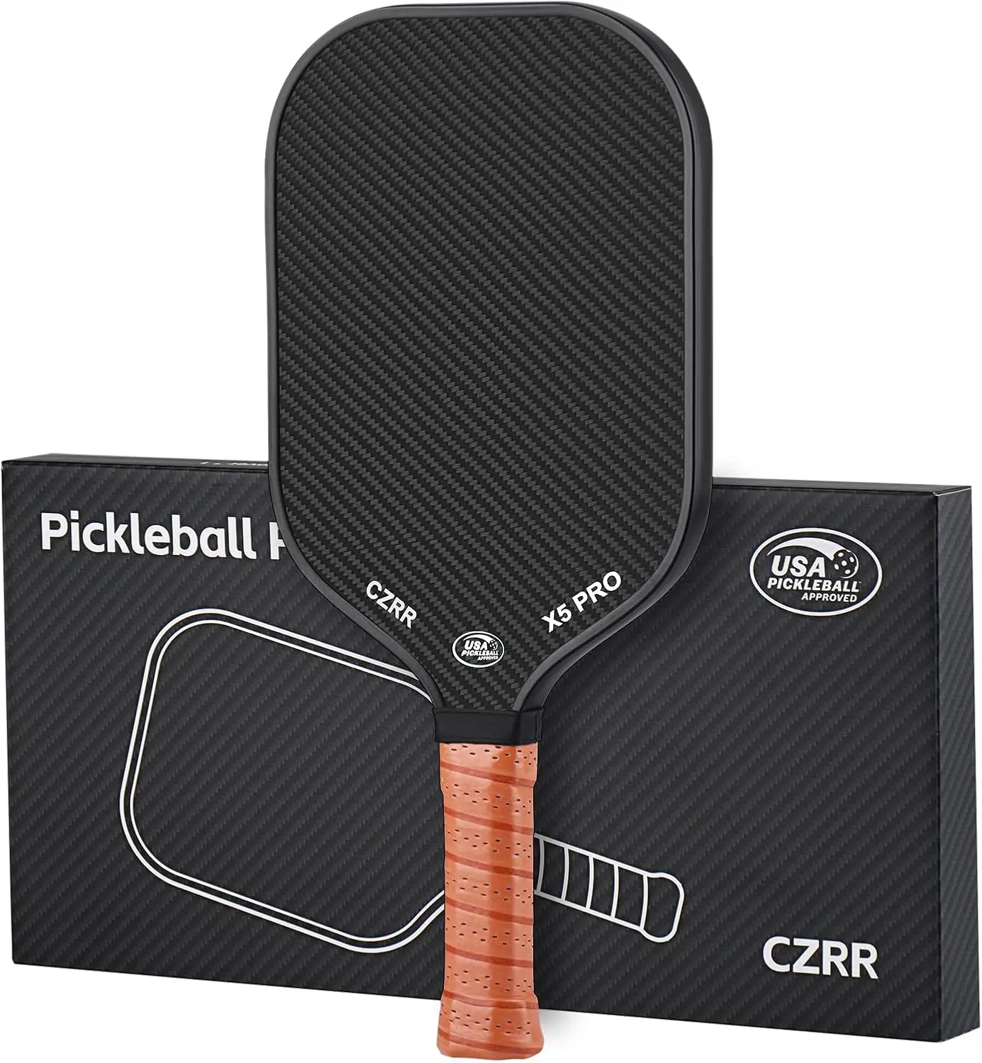 High Grit e Spin Pickleball Aprovado, Superfície De Fibra De Carbono Raw 3K, 16mm Polypropylene Honeycom, CFS