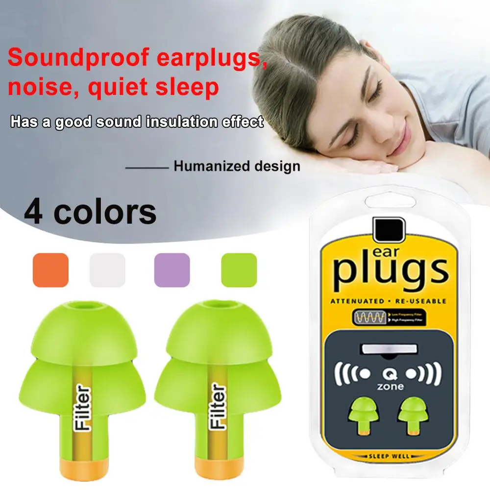 2PCS Noise Reduction Earplugs Sound Insulation Protection Earplug Sleeping Travel Soft Anti-noise Ear Protector Foam Ear Plug