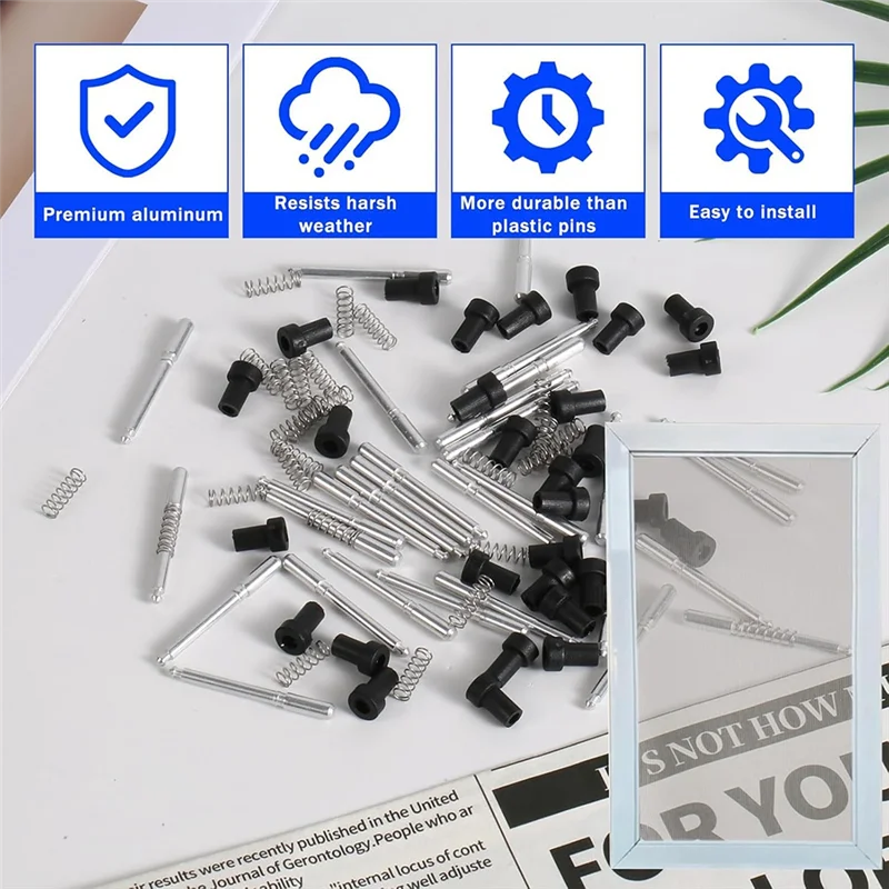 ABZC-مجموعة المزالج لشاشة النافذة المصنوعة من سبائك الألومنيوم - 16 قطعة 5/32 بوصة × 1-1/2 بوصة مع قبعات ونابض #5