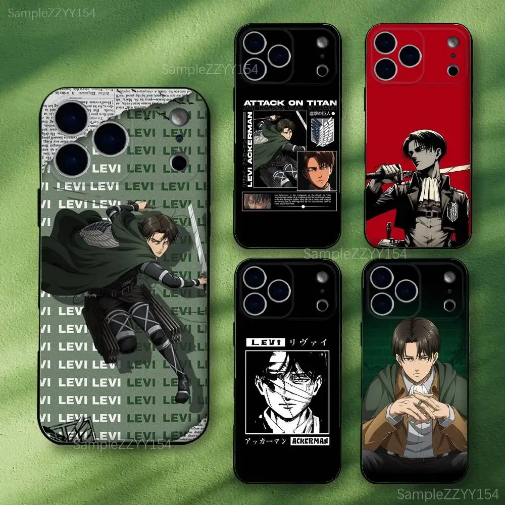 

Levi Attack On Titan Phone Case For iPhone 17,16,15,14,13,12,Pro,Max,Plus,E,SE4,Air,Mini Black Soft Funda