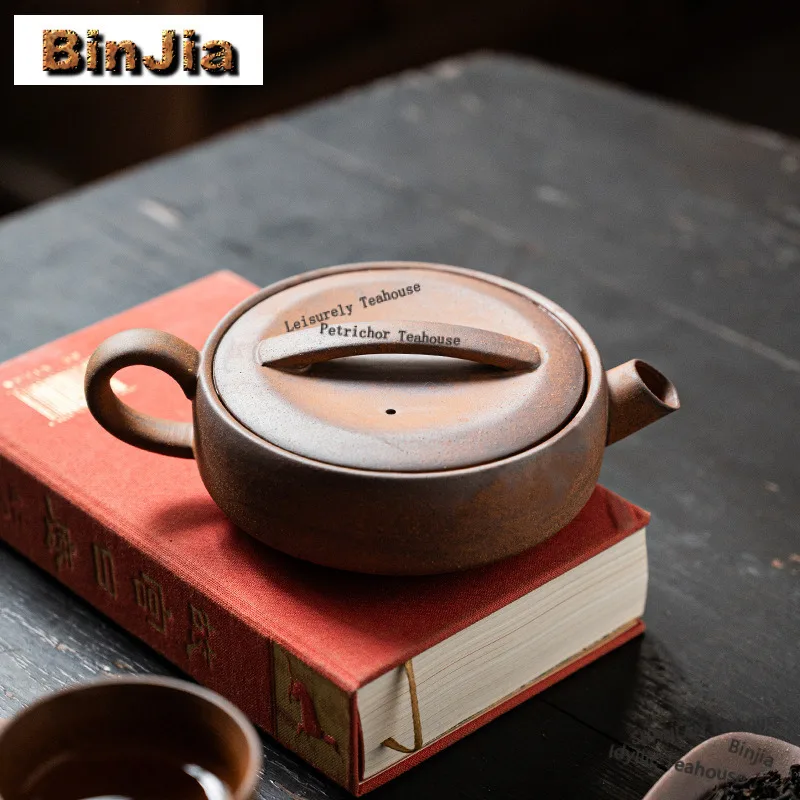 175ml retro Old Rock Clay Big Caliber Teapot Japanese Tea Infuser Pot Tea Maker Kettle with Ball Hole Tea Ceremony Ornaments