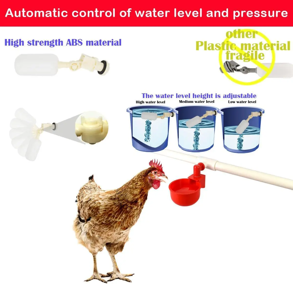 Automatic Chicken Nipple Drinker Kit PVC Pipe Fittings Poultry Waterer Set