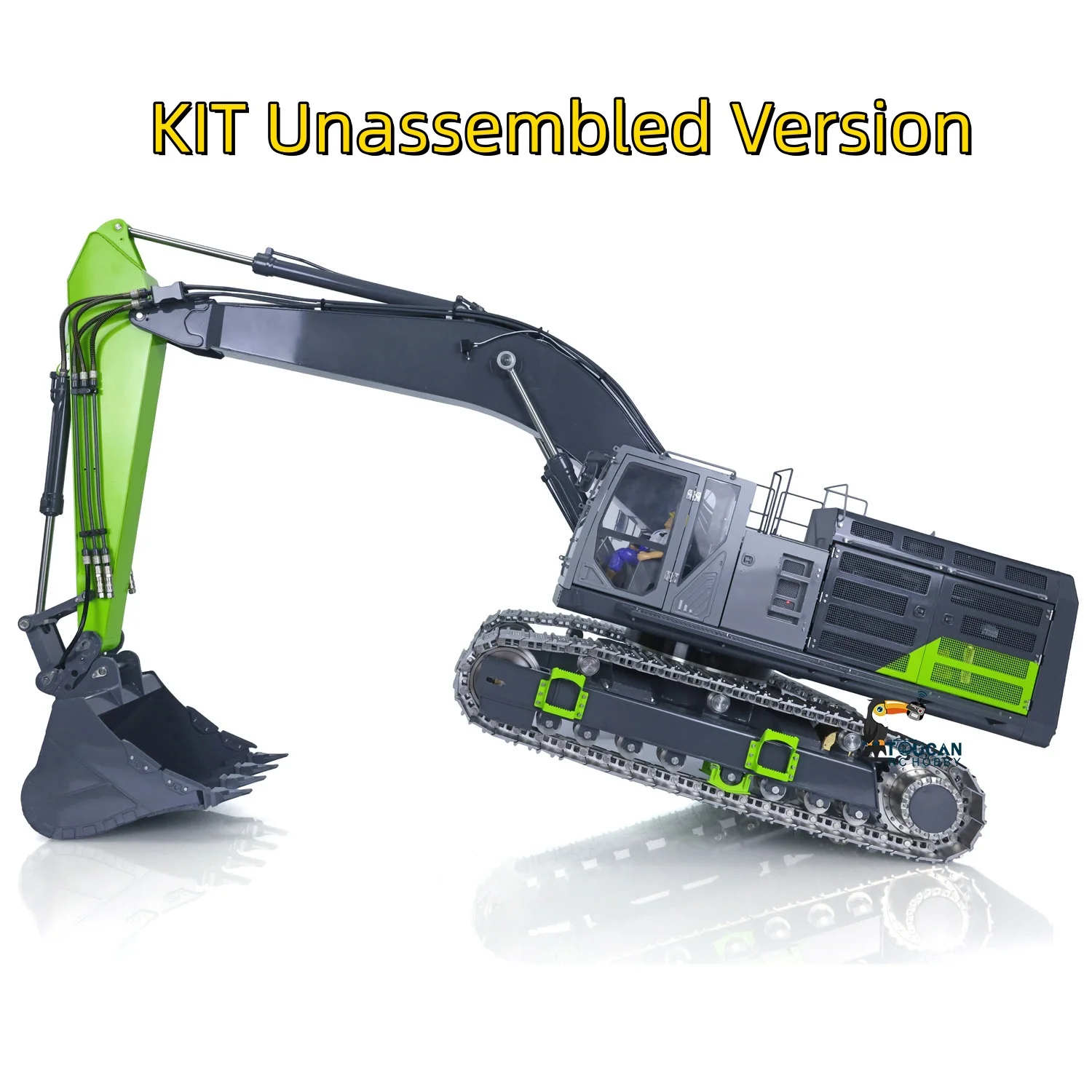 LESU C374F 1/14 KIT de excavadora hidráulica de Metal RC sin montar, modelo de Control remoto, excavadora pesada, válvula de 6 canales, bomba de luz con pantalla LCD