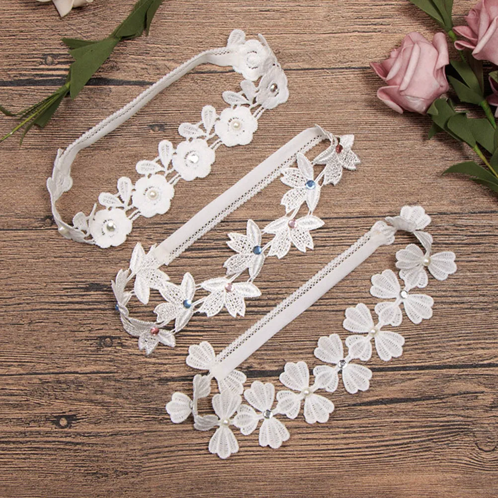 

5Pcs Lace Hair Band Hollow Pattern Elastic Forehead Headband Baby Halloween Costume Party Photo Prop Baby Shower Shooting